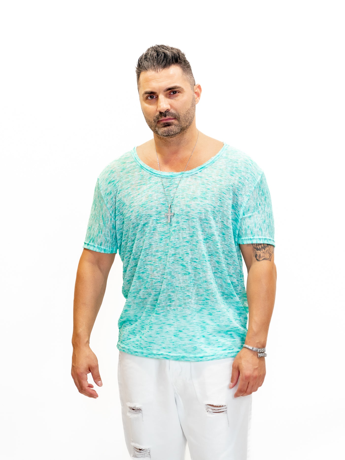 Tricou bărbați anchior rotund degrade verde