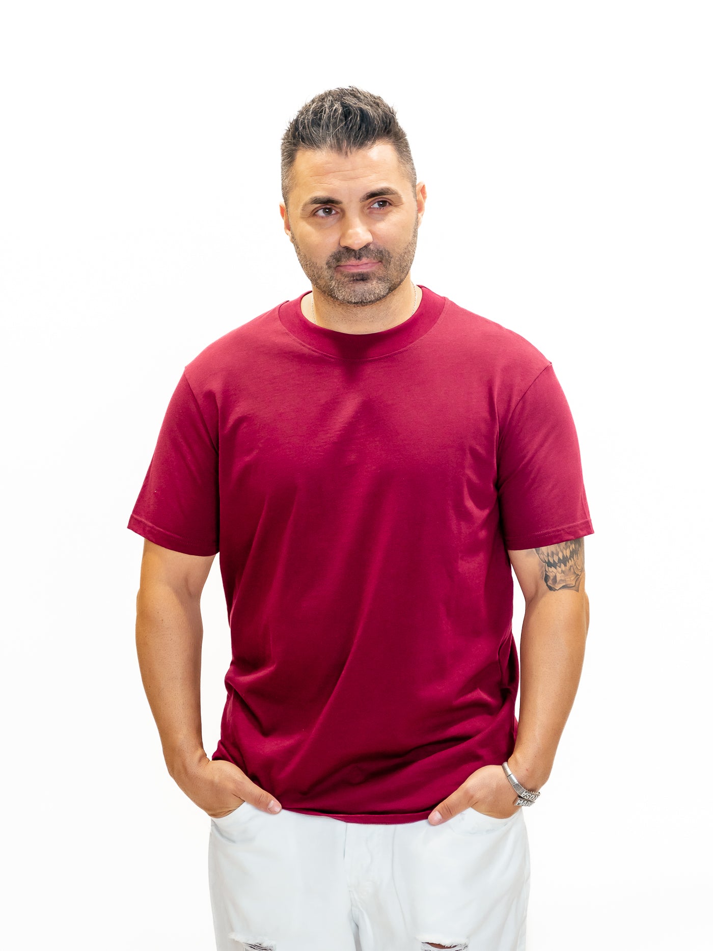 Tricou bărbați vișiniu simplu