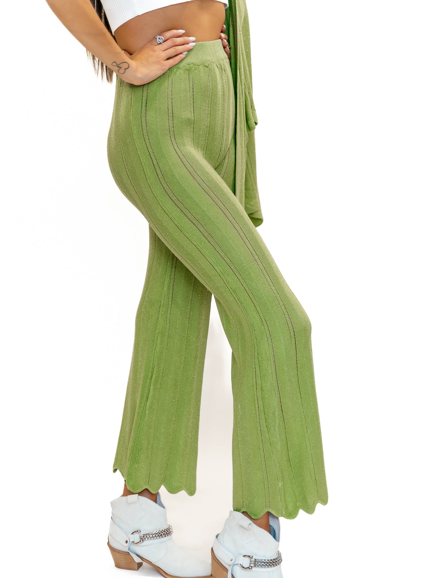 Compleu femei pantaloni și cardigan verde