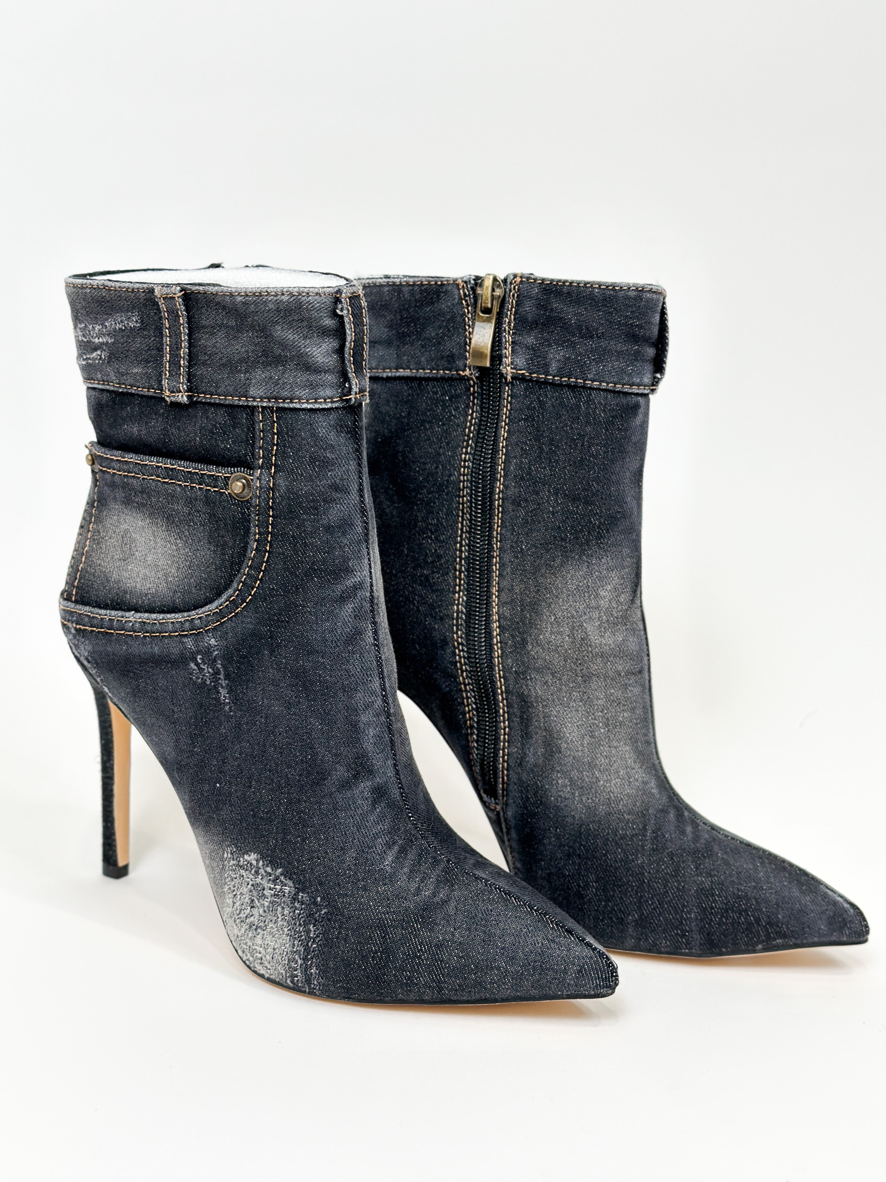 Botine femei jeans negre