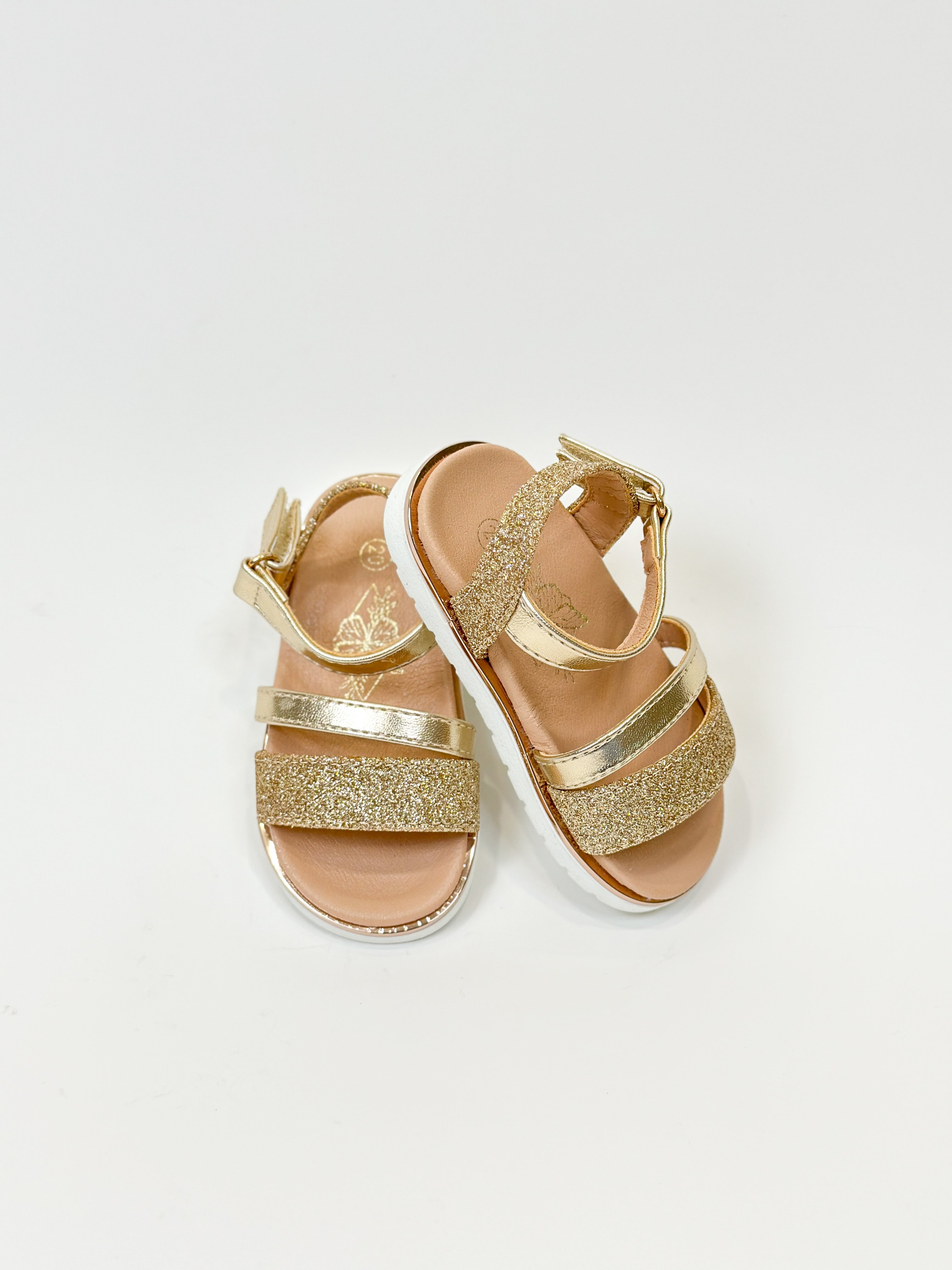 Sandale fetițe aurii baretă sclipici