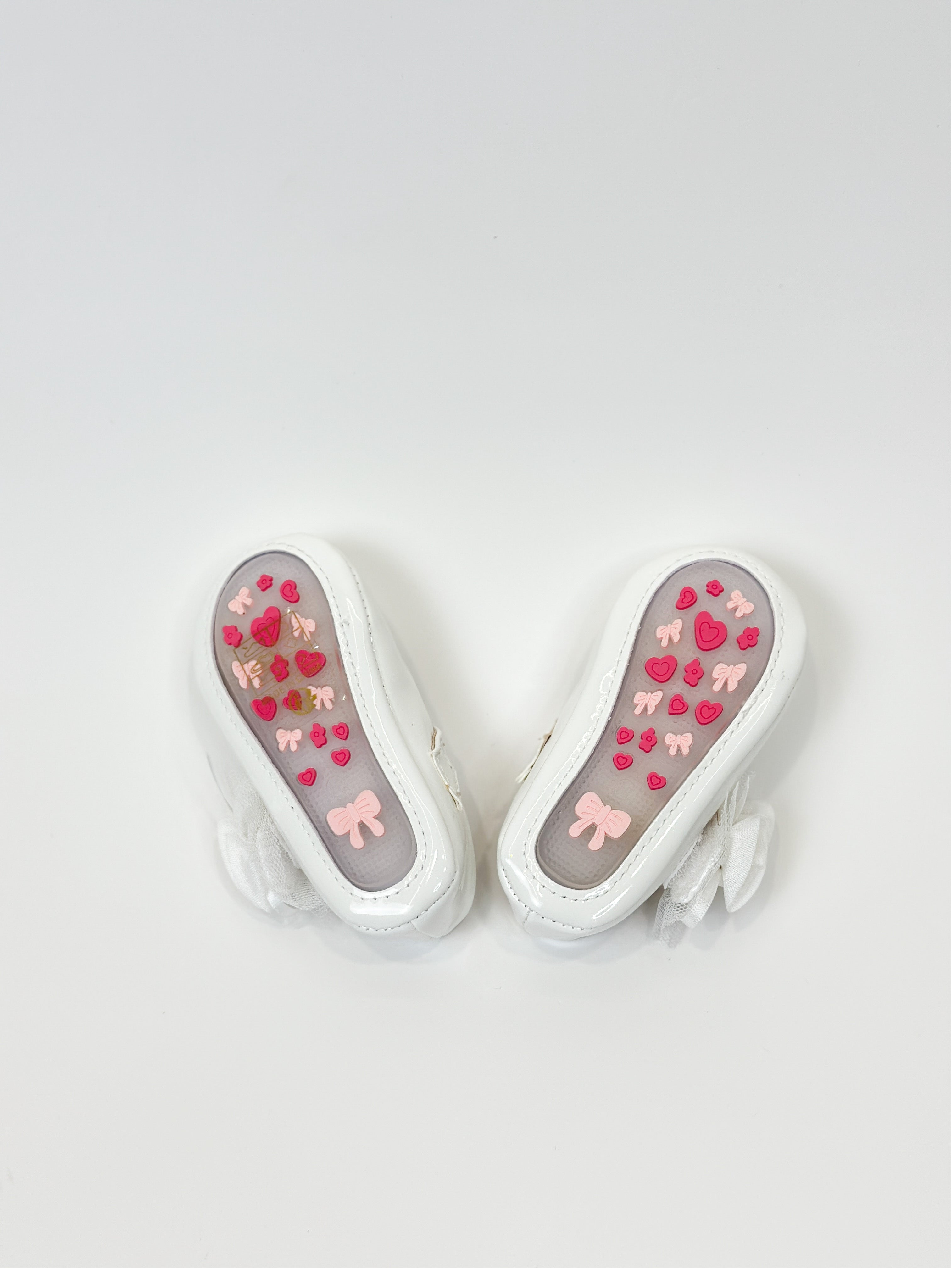 Pantofi fetițe albi cu trandafir baretă