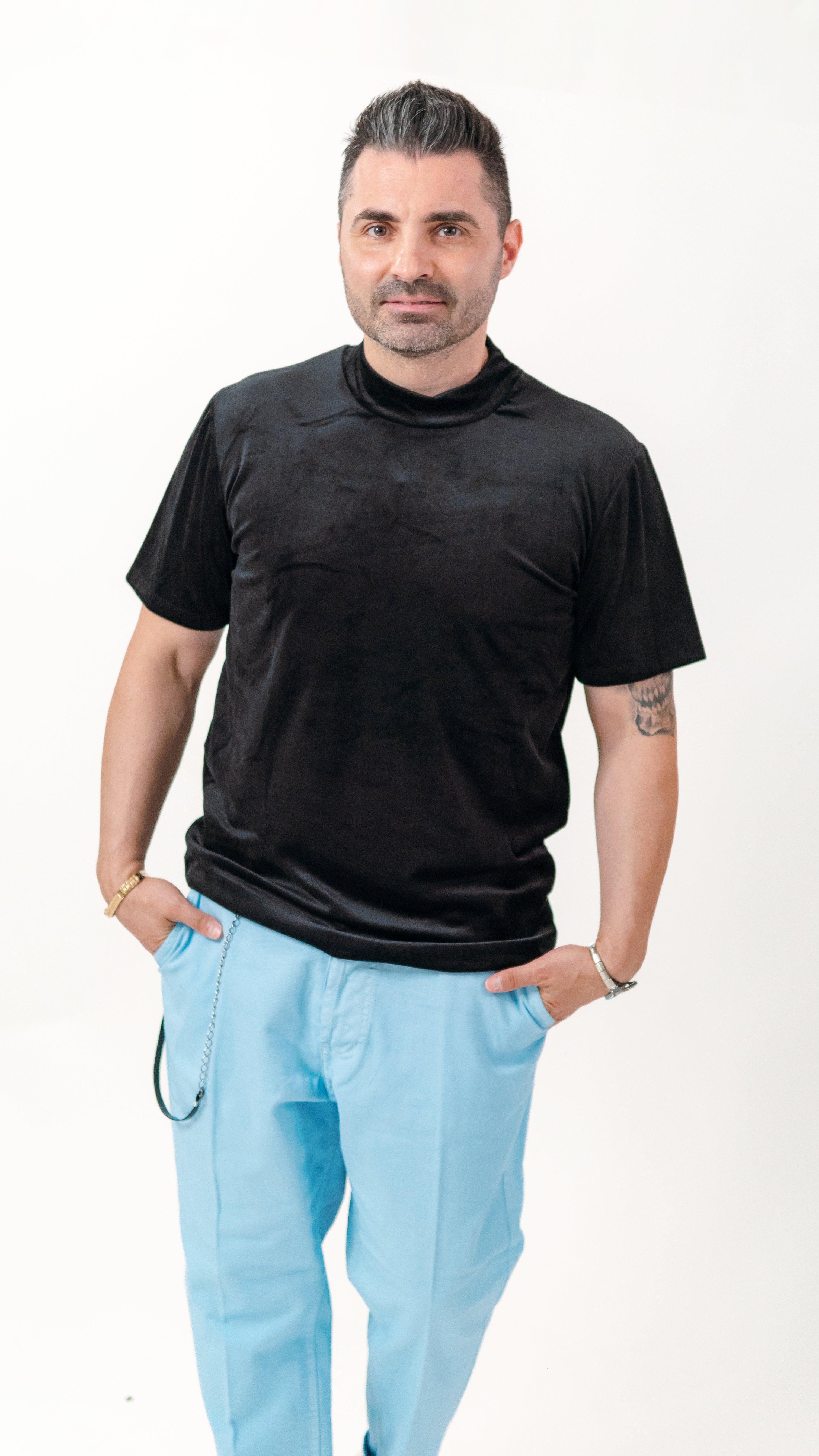 Tricou barbati catifea negru