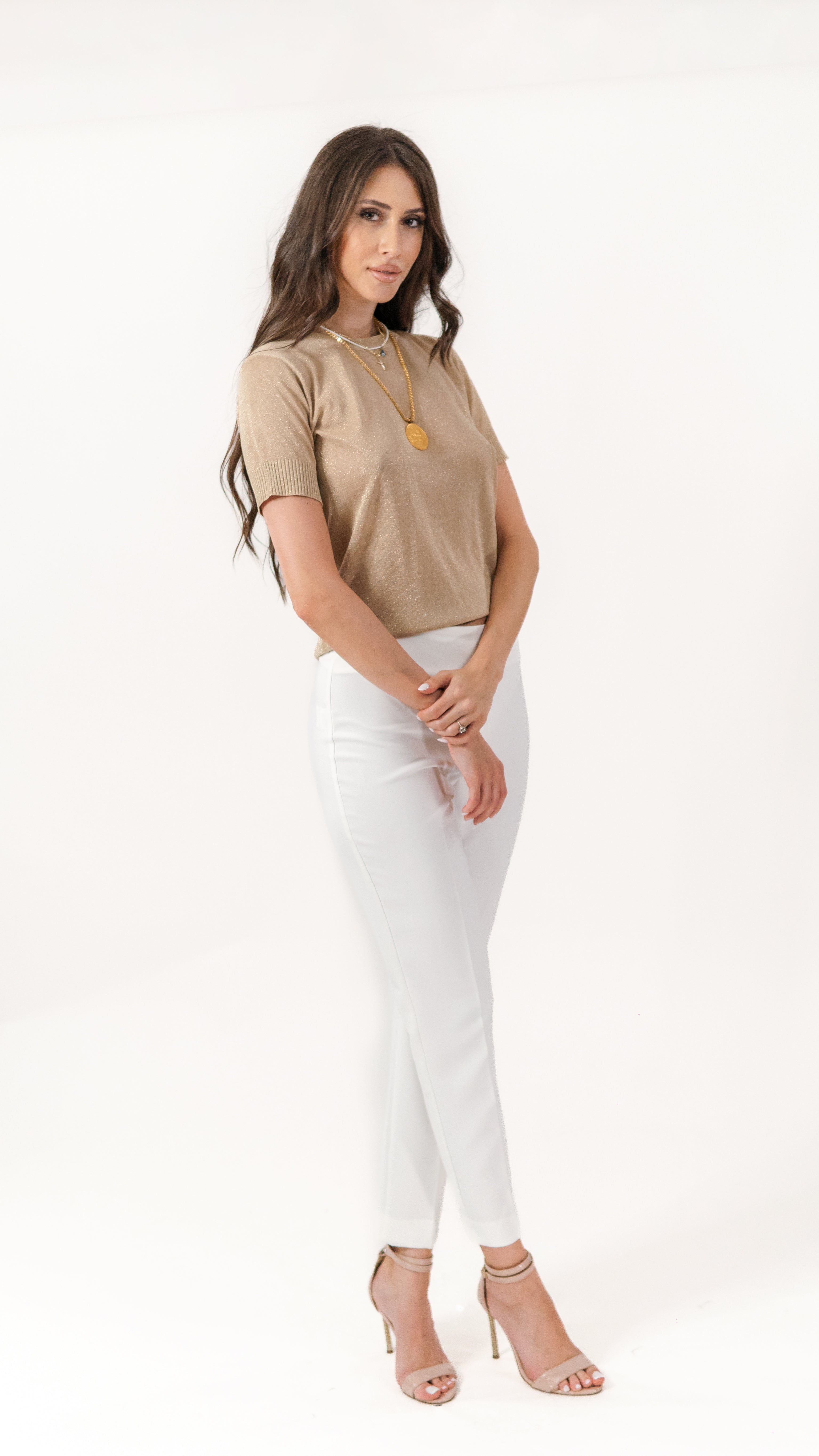 Tricou femei sclipici auriu