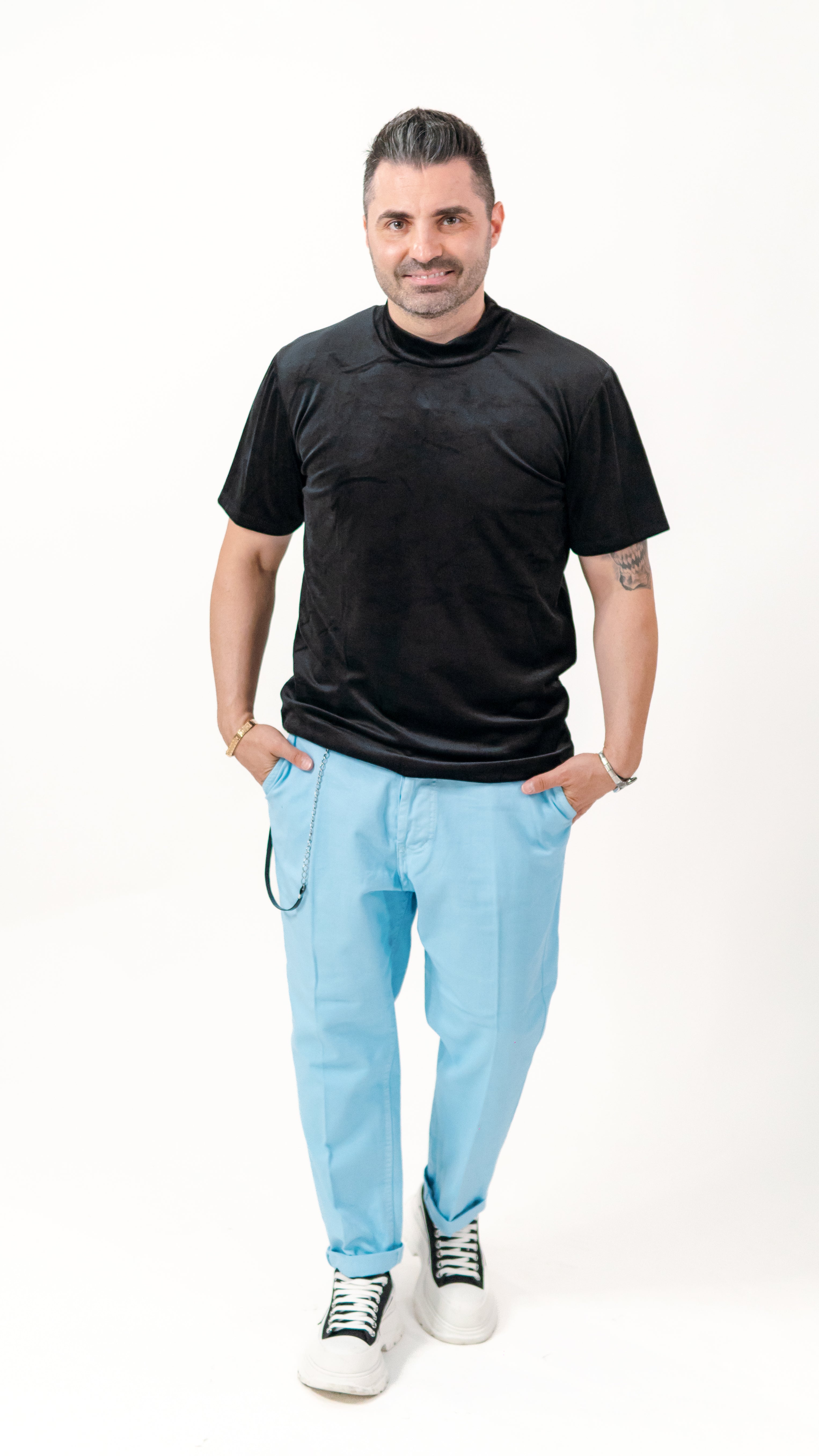 Tricou barbati catifea negru