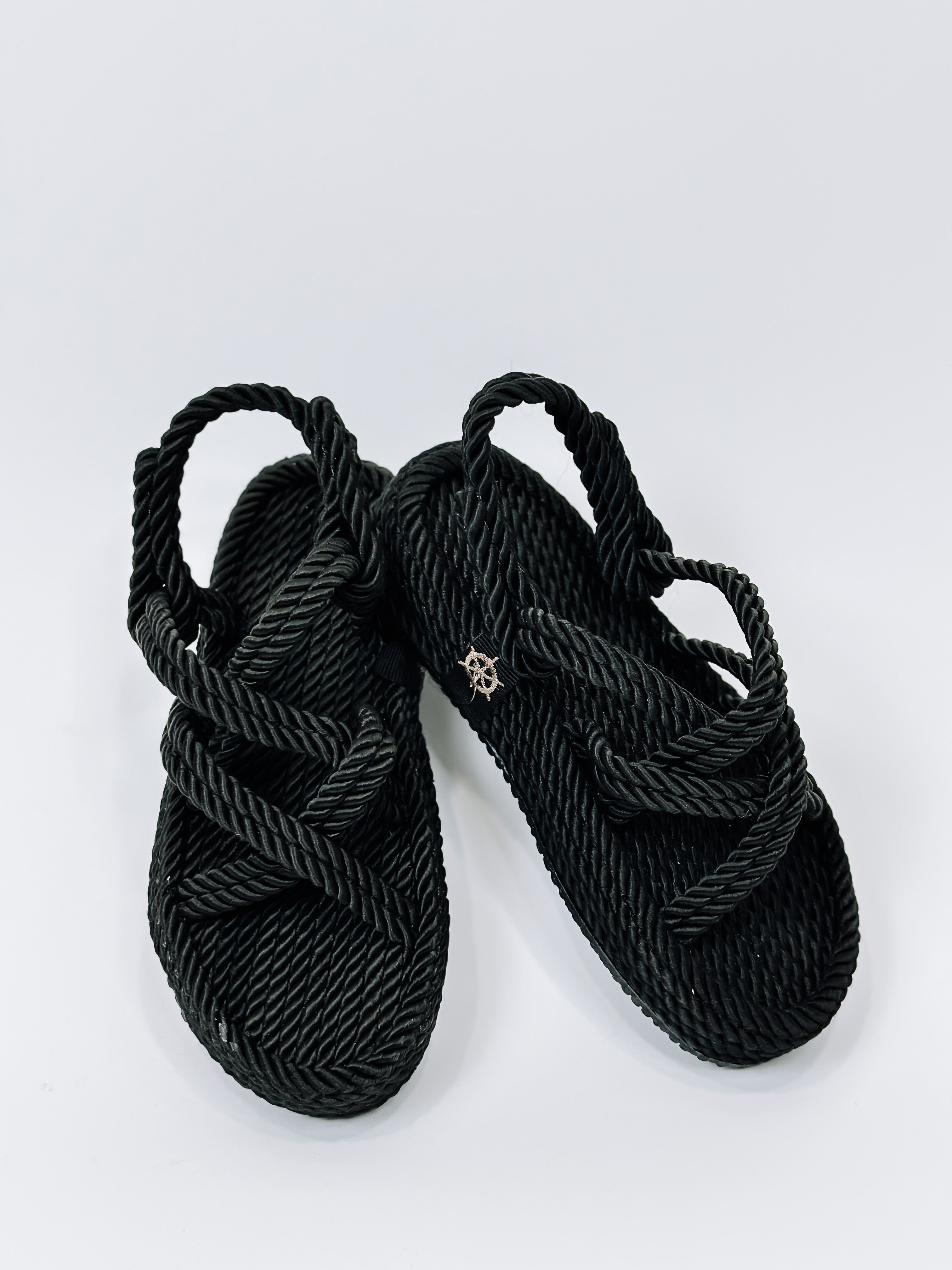 Sandale fetițe țesătură împletită negre
